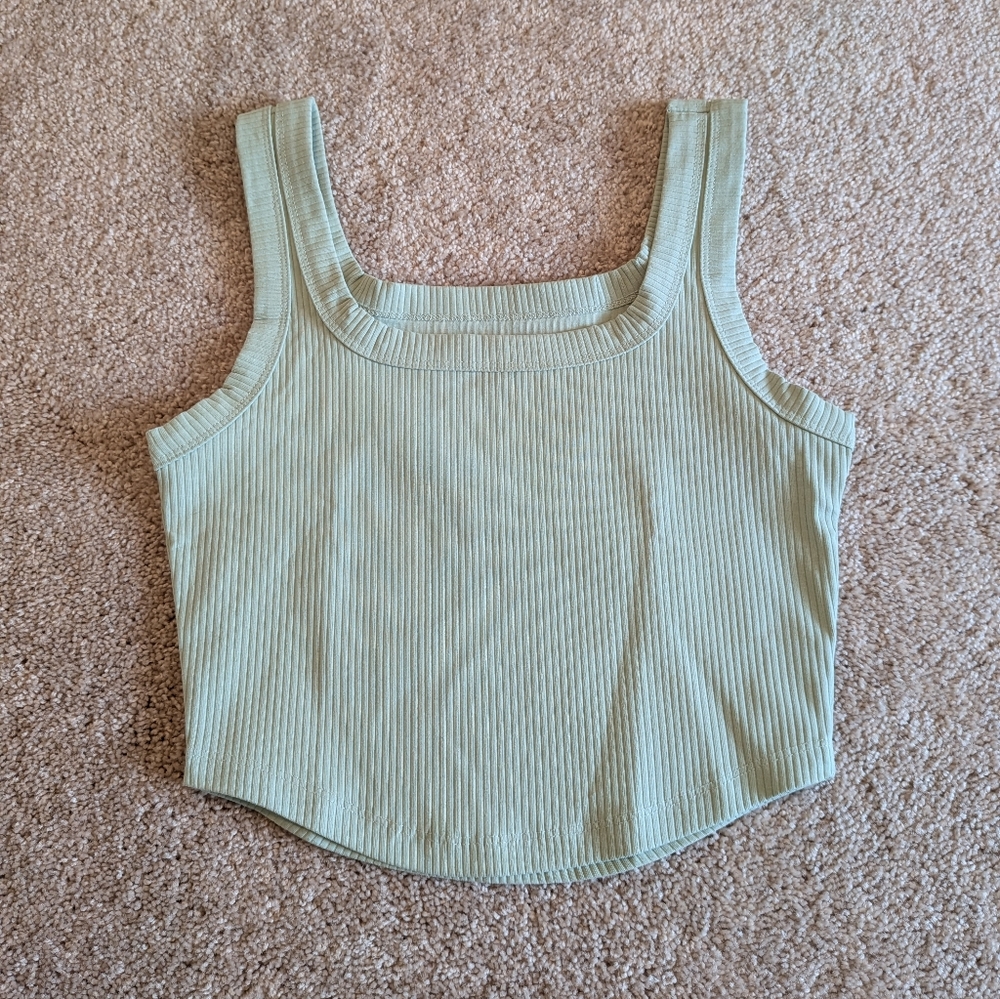 Madewell Sage Ribbed Cropped Tank Top